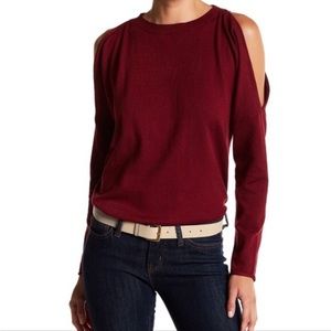 John + Jenn super cold  shoulder sweater size M! Oversized burgundy. NWT